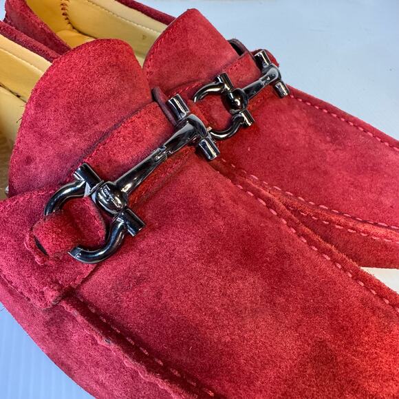 FERRAGAMO Parigi Suede Driving Loafers Men's 7 Slip-On Bit Buckle Italy Unisex - Picture 6 of 12